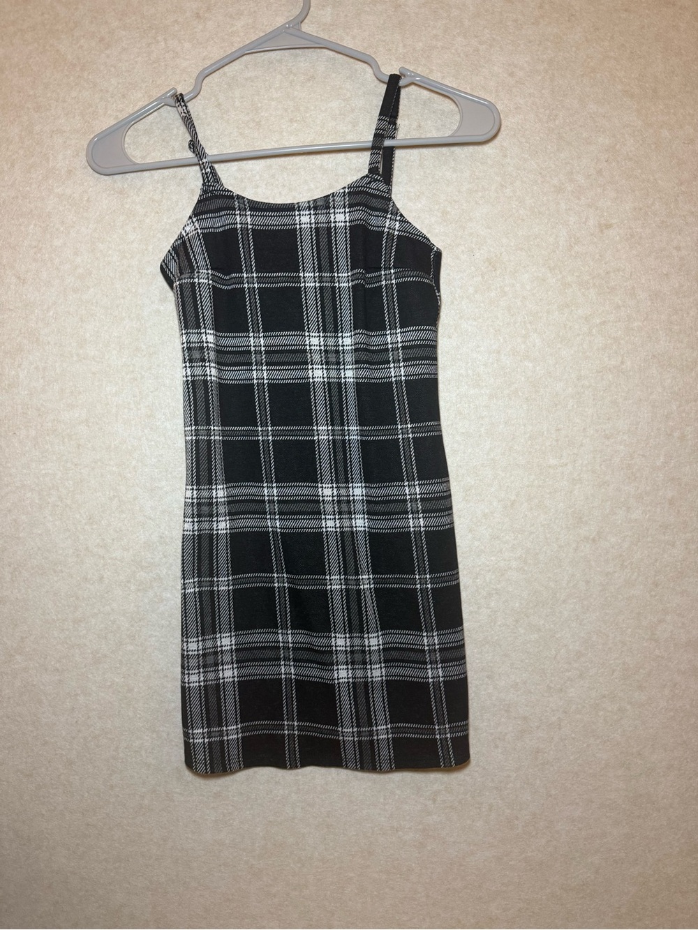 Btween Kids Girls Black White Plaid Tank Dress Adjustable Sleeveless Size 8